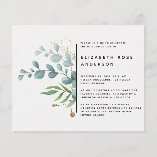 HAUSHALT Eukalyptusfeier zur Einladung zum Leben (Vorderseite)