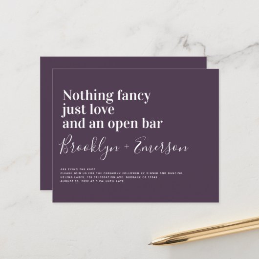 HAUSHALT Funny Typografy Wedding Einladung (Vorderseite/Rückseite Beispiel)