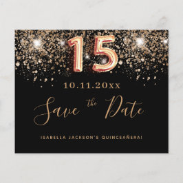 Haushalt für schwarze Glitzer in Quinceanera Save Flyer