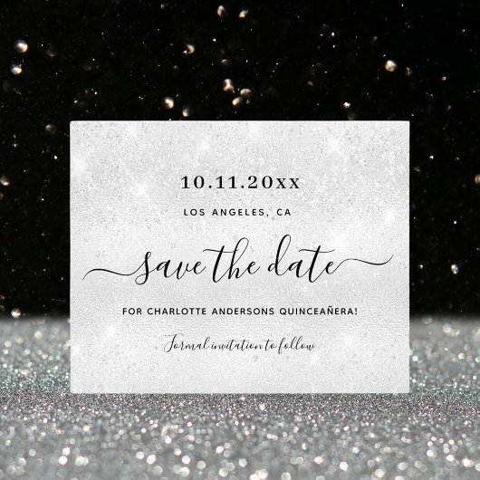 Haushalt für silberne Glitzer in Quinceanera Save  Flyer