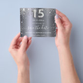 Haushalt für silberne Glitzer in Quinceanera Save Flyer (Gruppe)