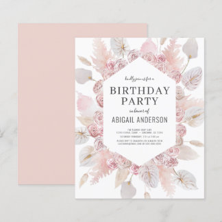 Haushalt Geburtstag Boho Blush Pink Party Einladun