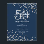 Haushalt Geburtstag Glitzer Confetti Silver Navy<br><div class="desc">Elegantes "Birthday Party Program" Design mit Glitzer Confetti in Silver & Navy mit individuellem Text.</div>