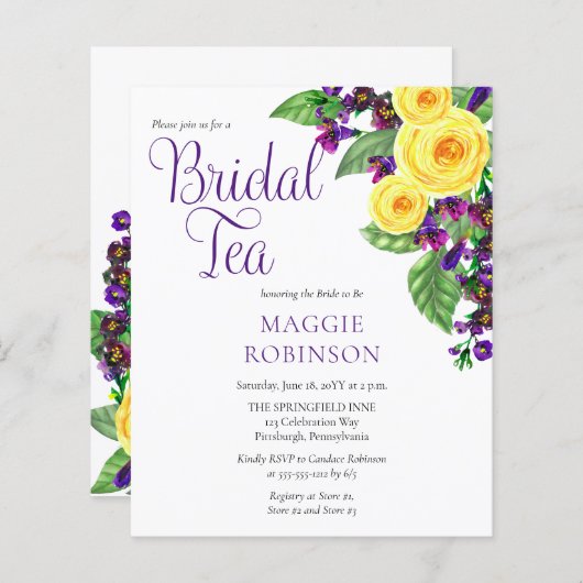 HAUSHALT Gelbe Rosen Violets Boho Blumenstrauß Tee (Vorne/Hinten)