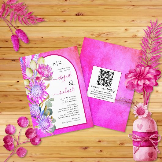 HAUSHALT Getrocknete Blume QR Magenta Hochzeit Ein