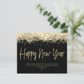HAUSHALT Gold Glitzer Happy New Year Card (Stehend Vorderseite)