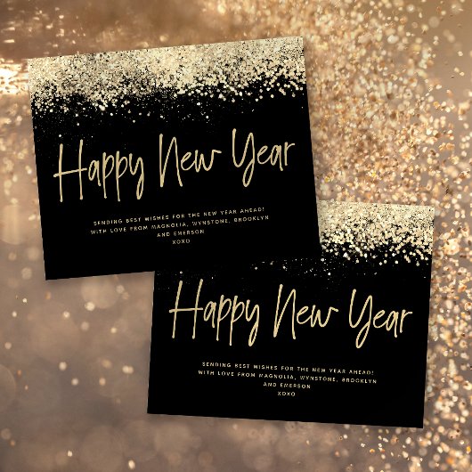 HAUSHALT Gold Glitzer Happy New Year Card