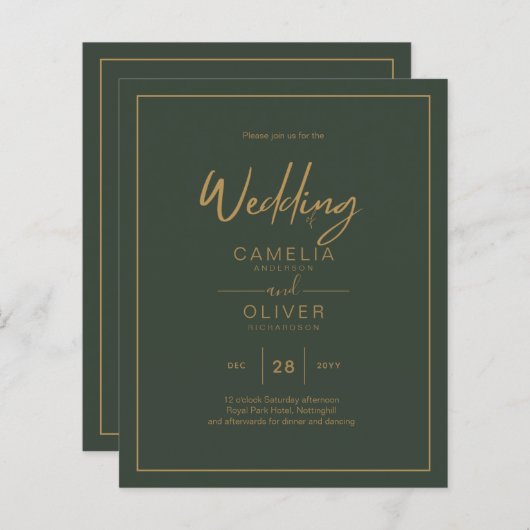 HAUSHALT Gold Text Script Elegante Moderne (Vorne/Hinten)