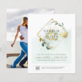 HAUSHALT Grüne FOTO Hochzeit Einladung QR CODE (Vorne/Hinten)