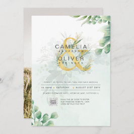 HAUSHALT Grüne FOTO Hochzeit Einladung QR CODE