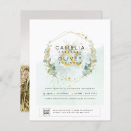 HAUSHALT Grüne FOTO Hochzeit Einladung QR CODE