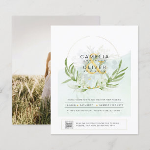 HAUSHALT Grüne FOTO Hochzeit Einladung QR CODE F