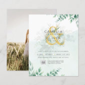 HAUSHALT Grüne FOTO Hochzeit Einladung QR CODE F (Vorne/Hinten)