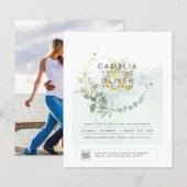 HAUSHALT Grüne FOTO Hochzeit Einladung QR CODE F (Vorne/Hinten)