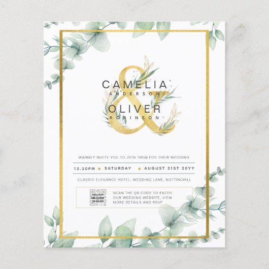 HAUSHALT Grüne FOTO Hochzeit Einladung QR CODE F Flyer (Vorne)