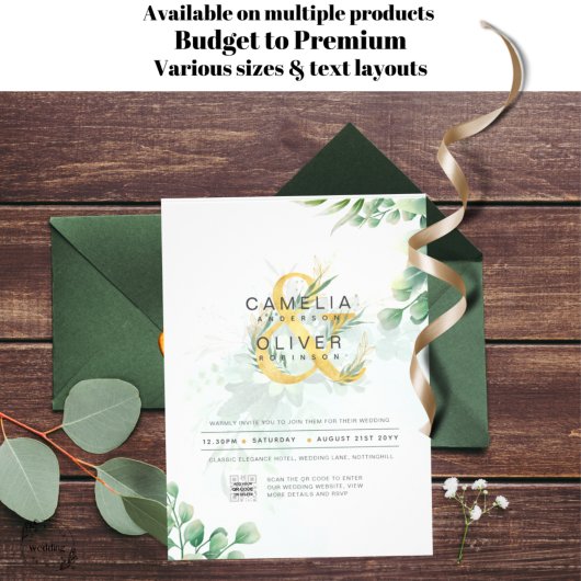 HAUSHALT Grüne FOTO Hochzeit Einladung QR CODE F Flyer