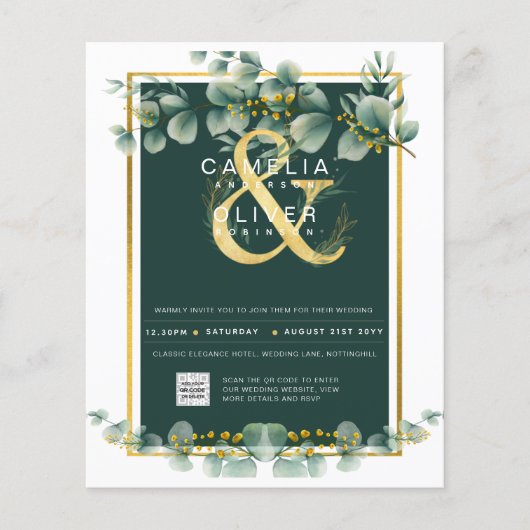 HAUSHALT Grüne FOTO Hochzeit Einladung QR CODE F Flyer (Vorne)