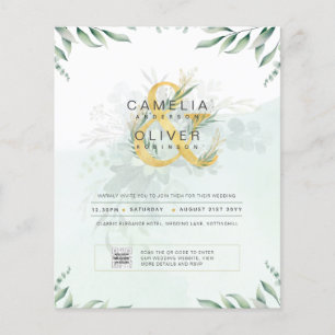 HAUSHALT Grüne FOTO Hochzeit Einladung QR CODE F Flyer