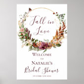 Haushalt Herbst florales Brautparty Begrüßung Unte Poster (Vorne)