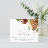 Haushalt Herbst florales Burgund Brautparty einlad (Stehend Vorderseite)