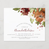 Haushalt Herbst florales Burgund Brautparty einlad (Vorderseite)