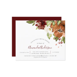 Haushalt Herbst florales Burgund Brautparty einlad