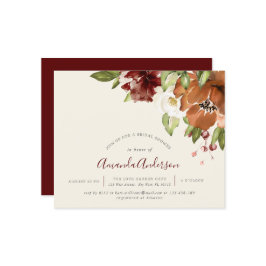 Haushalt Herbst florales Burgund Brautparty einlad