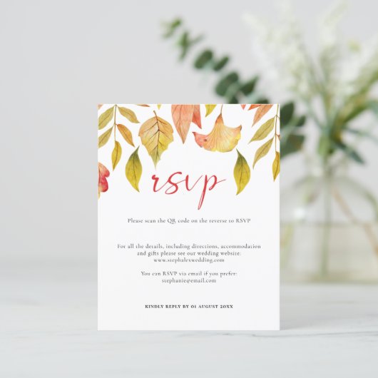 Haushalt Herbst verlässt QR Code RSVP Karte (Stehend Vorderseite)