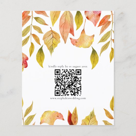 Haushalt Herbst verlässt QR Code RSVP Karte (Rückseite)