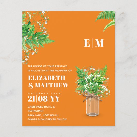 HAUSHALT Hochzeit Einladen Fern Greenery Blätter (Vorderseite)