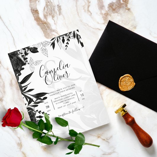 HAUSHALT Hochzeit Einladung Black Rose Gothic Flyer