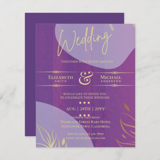 HAUSHALT Hochzeit laden Lavendel Lila Gold (Vorne/Hinten)