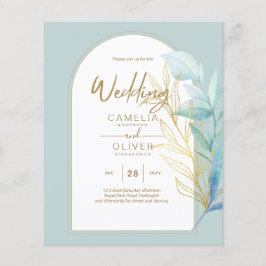 HAUSHALT-Hochzeit mit Gold-Leaf-Goldleder-Glas Flyer