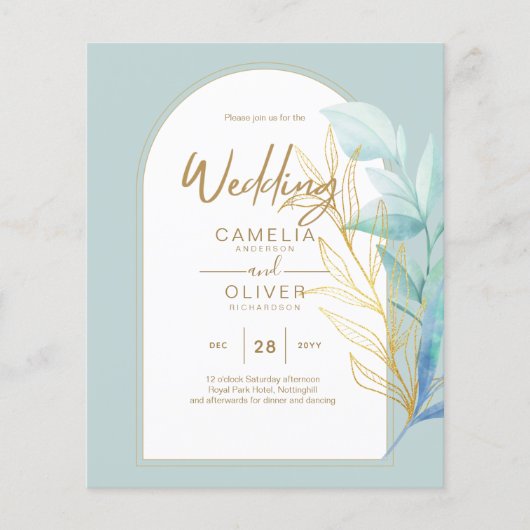 HAUSHALT-Hochzeit mit Gold-Leaf-Goldleder-Glas Flyer (Vorne)