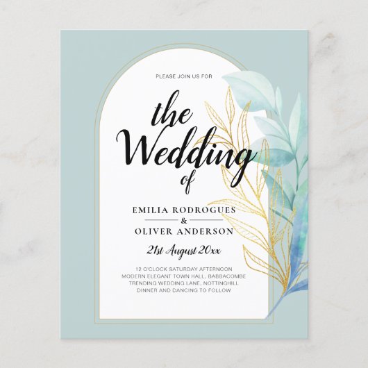 HAUSHALT-Hochzeit mit Gold-Leaf-Goldleder-Glas Flyer (Vorne)