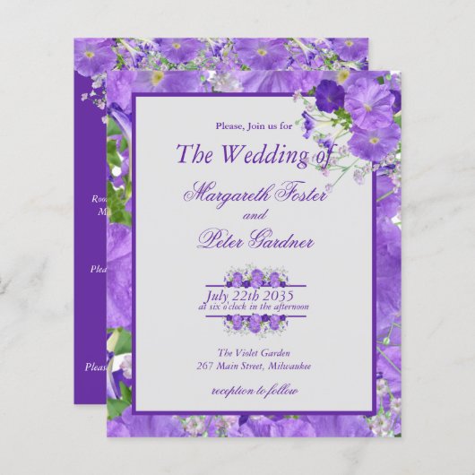 Haushalt in einer Blume und Lila Rahmen (Vorne/Hinten)