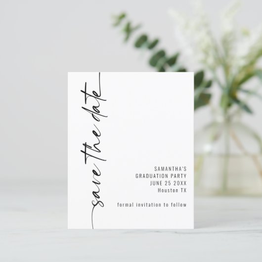 Haushalt Kalligrafischer Abschluss Save the Date (Stehend Vorderseite)