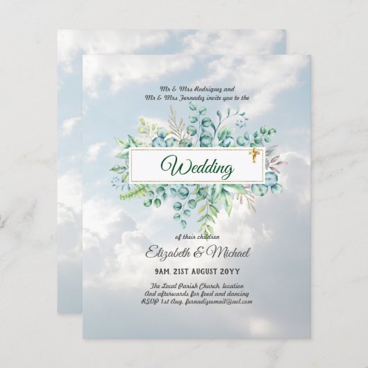 Haushalt KATHOLIC Christlich WEDDING Greenery bitt (Vorne/Hinten)