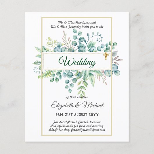 Haushalt KATHOLIC Christlich WEDDING Greenery bitt Flyer (Vorne)