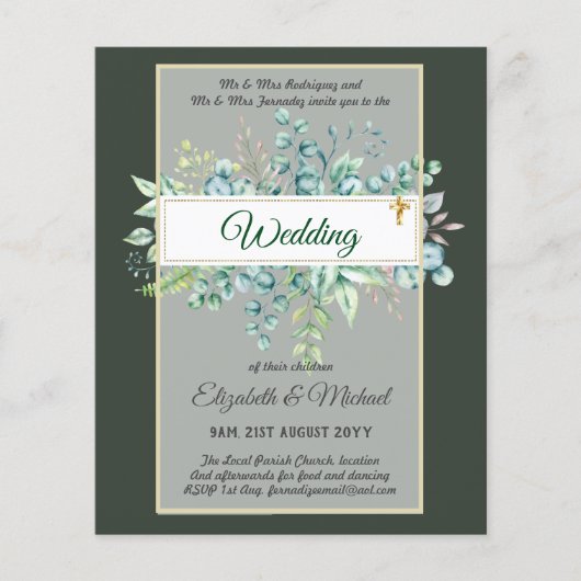 Haushalt KATHOLIC Christlich WEDDING Greenery bitt Flyer (Vorne)