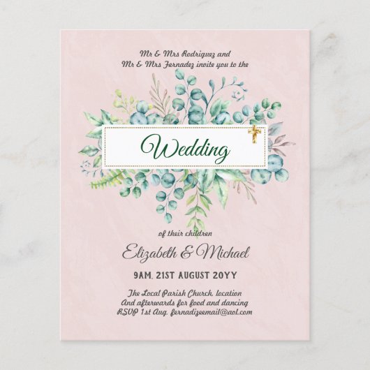 Haushalt KATHOLIC Christlich WEDDING Greenery bitt Flyer (Vorne)