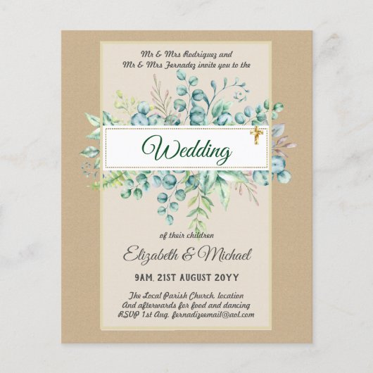 Haushalt KATHOLIC Christlich WEDDING Greenery bitt Flyer (Vorne)