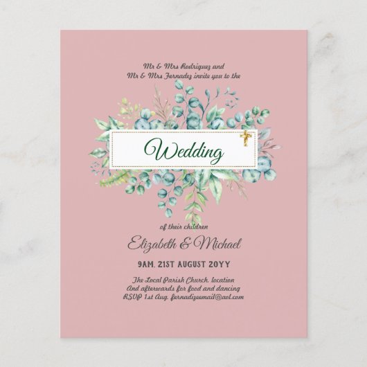 Haushalt KATHOLIC Christlich WEDDING Greenery bitt Flyer (Vorne)
