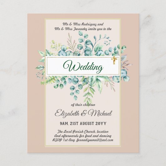 Haushalt KATHOLIC Christlich WEDDING Greenery bitt Flyer (Vorne)
