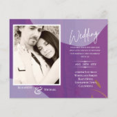 HAUSHALT Lila Abstraktes Foto Hochzeit Einladung (Vorderseite)