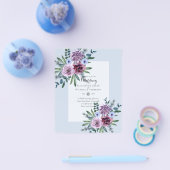 HAUSHALT Lila Burgund Blue Floral Wedites Einladun Flyer (Einzeln)