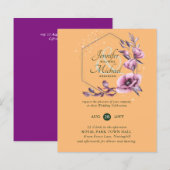 HAUSHALT Lila Goldflorale Hochzeitseinladungen (Vorne/Hinten)