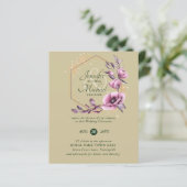 HAUSHALT Lila Goldflorale Hochzeitseinladungen (Stehend Vorderseite)