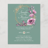 HAUSHALT Lila Goldflorale Hochzeitseinladungen (Vorderseite)