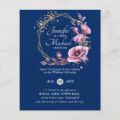 HAUSHALT Lila Goldflorale Hochzeitseinladungen (Vorderseite)